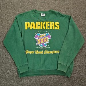 Vintage 1997 Packers Super Bowl XXXI Sweatshirt Mens Large Lee USA New Orleans